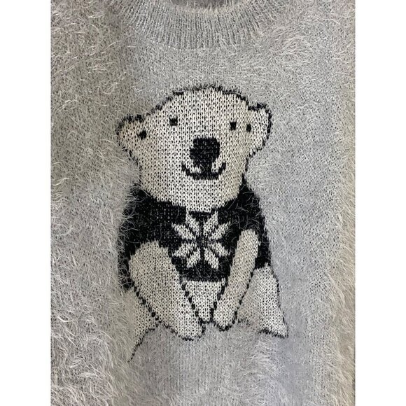 French Laundry Women's Grey Soft Polar Bear Long Sleeve Sweater - Large - Picture 2 of 12